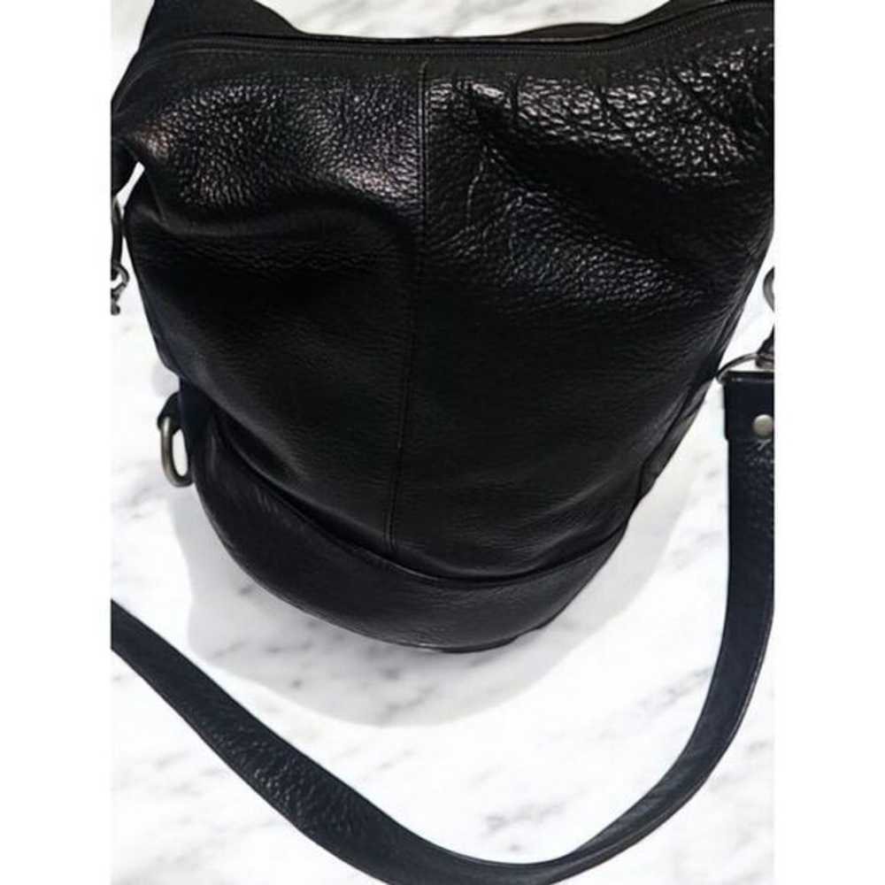 Tano Classic Black Leather Bucket Bag with Adjust… - image 2