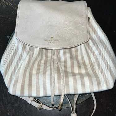 Kate Spade stripped canvas leather backpack purse