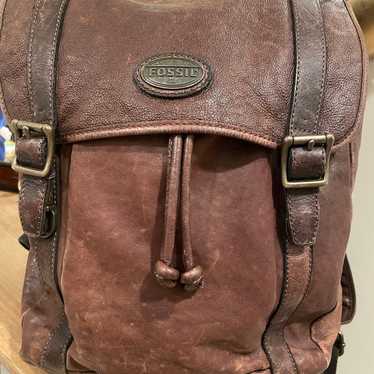 Fossil large distressed unisex leather backpack