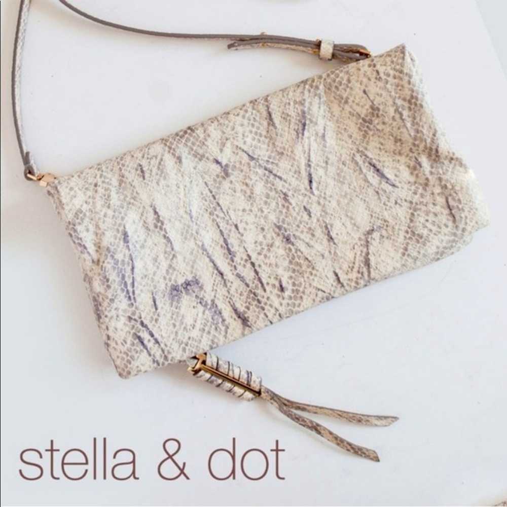 Stella & Dot Crosby Snakeskin Print Leather Cross… - image 1