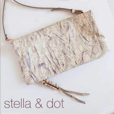 Stella & Dot Crosby Snakeskin Print Leather Cross… - image 1