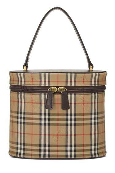 Brown Haymarket Check Canvas Round Vanity Send in… - image 1