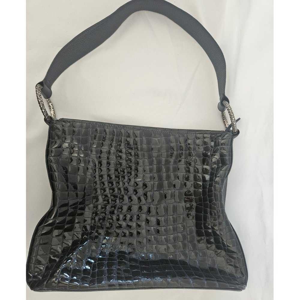 Brighton Cher Shoulder Bag Black Patent Croco Pur… - image 6