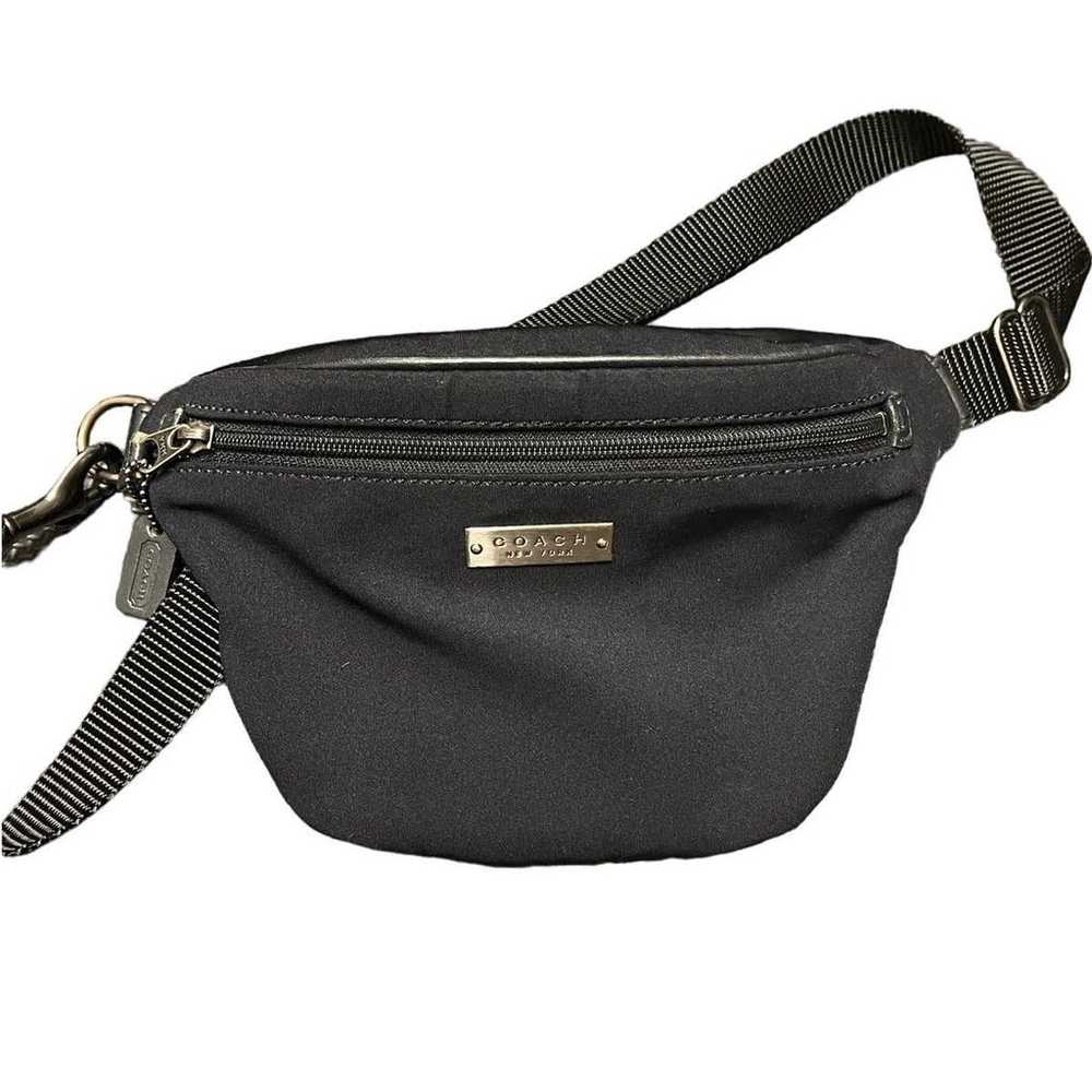 Vintage coach black nylon and leather fanny pack … - image 1