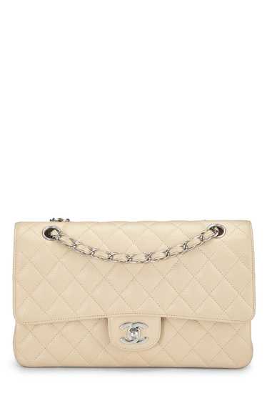 Beige Quilted Caviar Classic Double Flap Medium S… - image 1