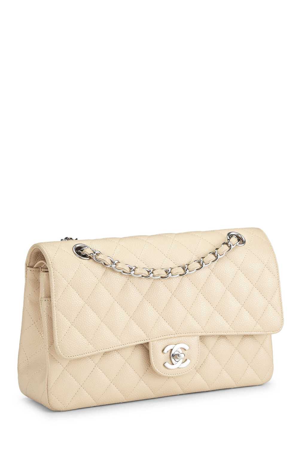 Beige Quilted Caviar Classic Double Flap Medium S… - image 2