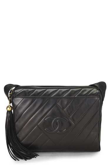 Black Lambskin Diamond 'CC' Camera Bag Large Send 