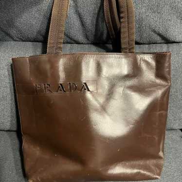 PRADA Tote Bag Leather Brown