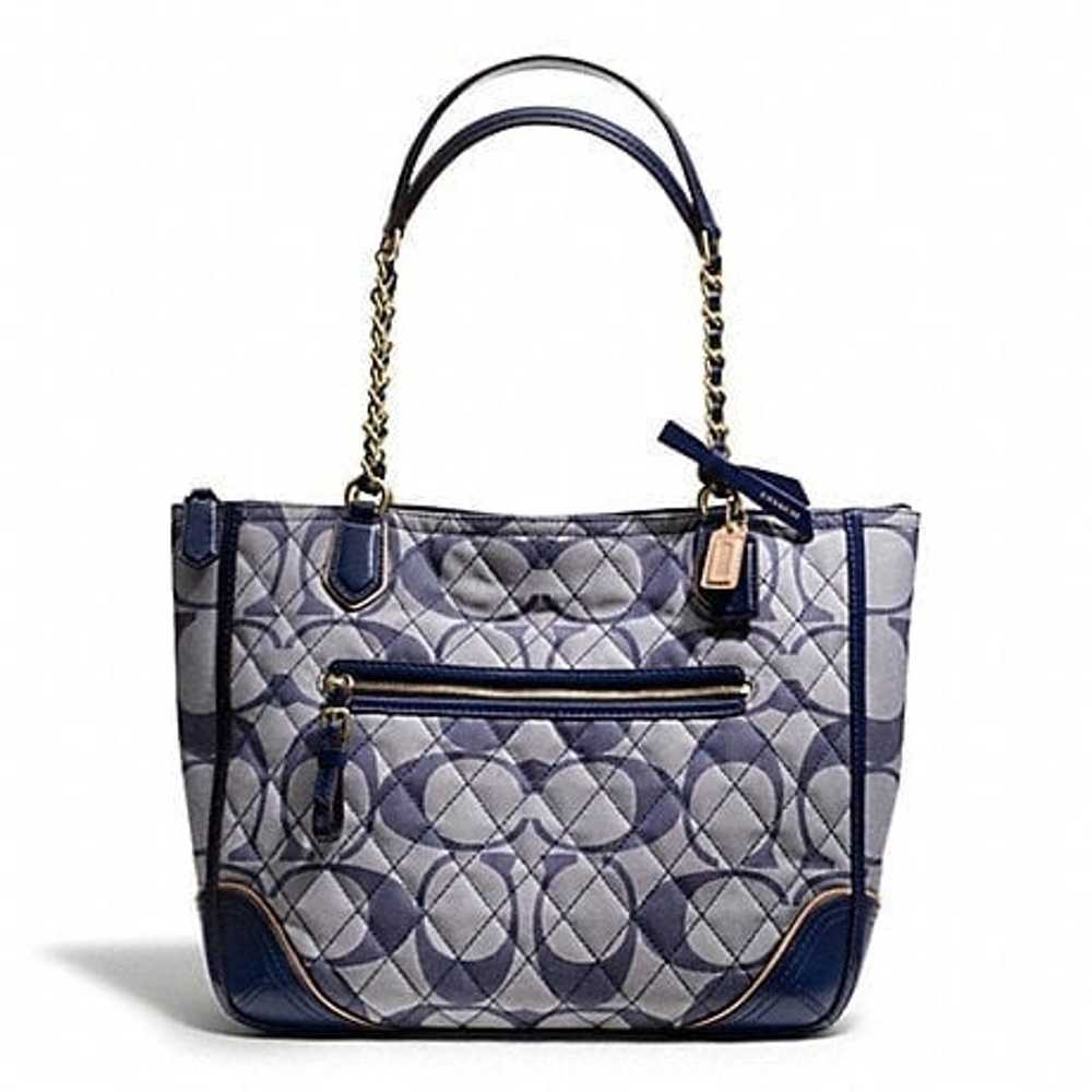 Coach Navy Blue Poppy Quilted Signature C Denim C… - image 1