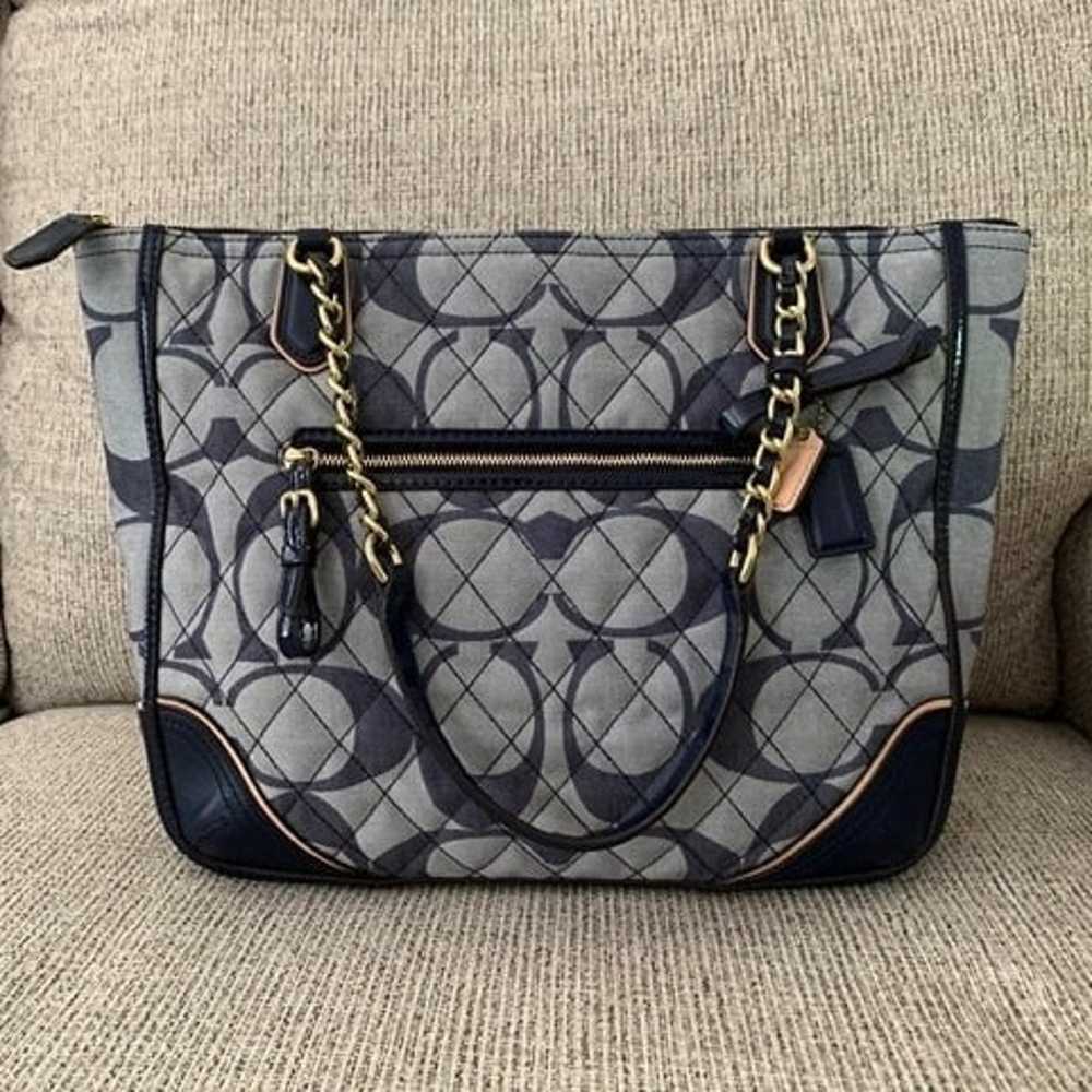 Coach Navy Blue Poppy Quilted Signature C Denim C… - image 2