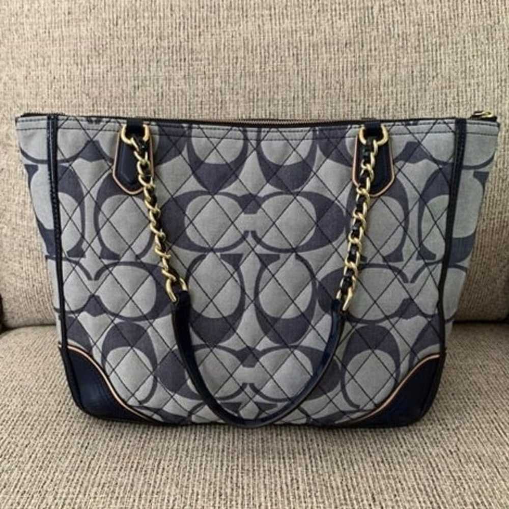 Coach Navy Blue Poppy Quilted Signature C Denim C… - image 3