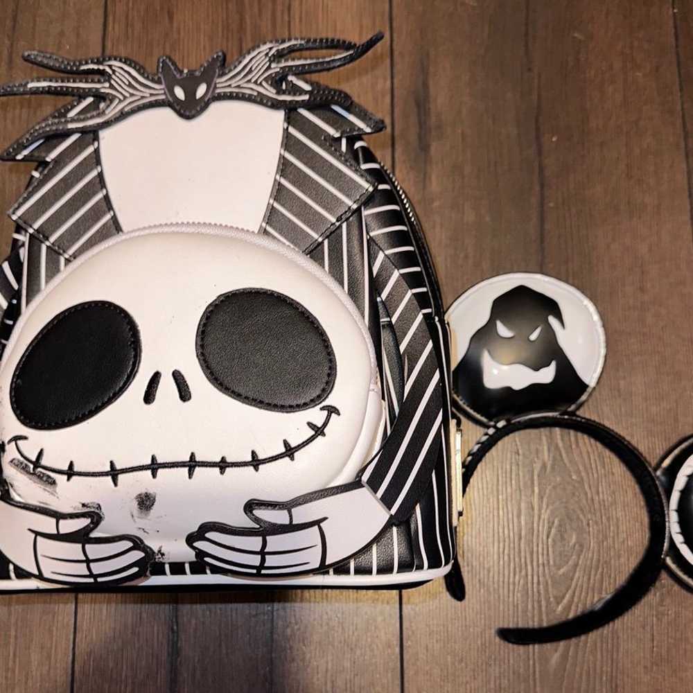 Jack Skellington Loungefly Backpack and Disney Ear - image 3