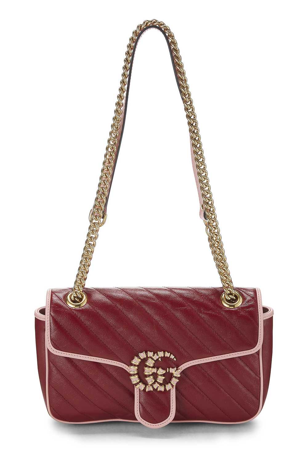 Red Leather Torchon GG Marmont Shoulder Bag Small… - image 1