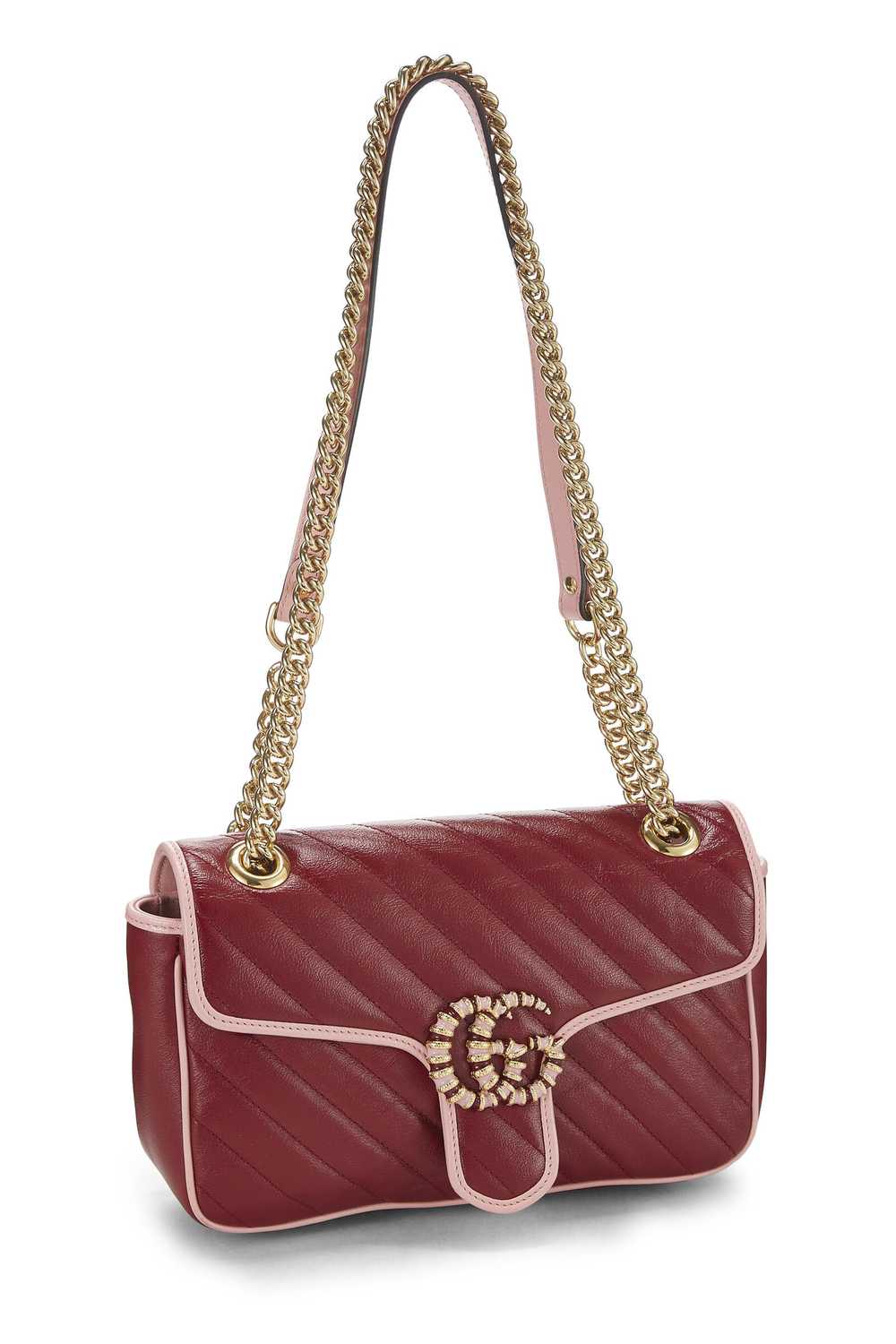 Red Leather Torchon GG Marmont Shoulder Bag Small… - image 2