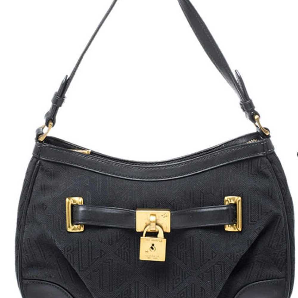 Ralph Lauren Black Canvas and Leather Shoulder Bag - image 1