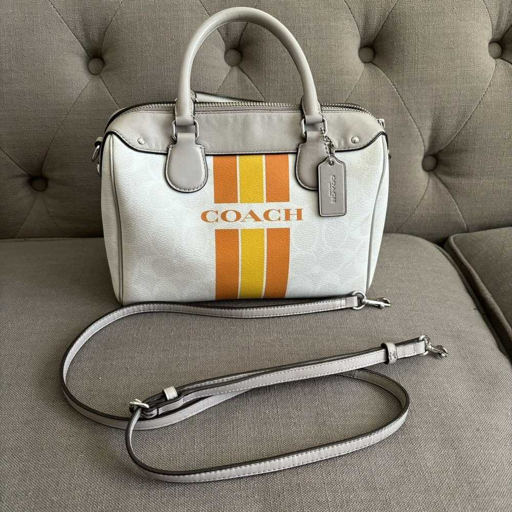 Coach Varsity Stripe City Zip in Signature Silver… - image 1