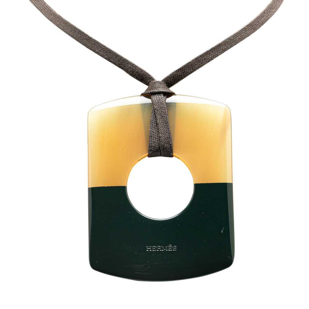 Brown Hermès Buffalo Horn Dalva Pendant Necklace - image 1