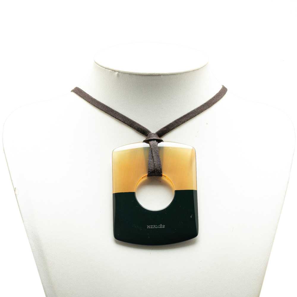 Brown Hermès Buffalo Horn Dalva Pendant Necklace - image 5