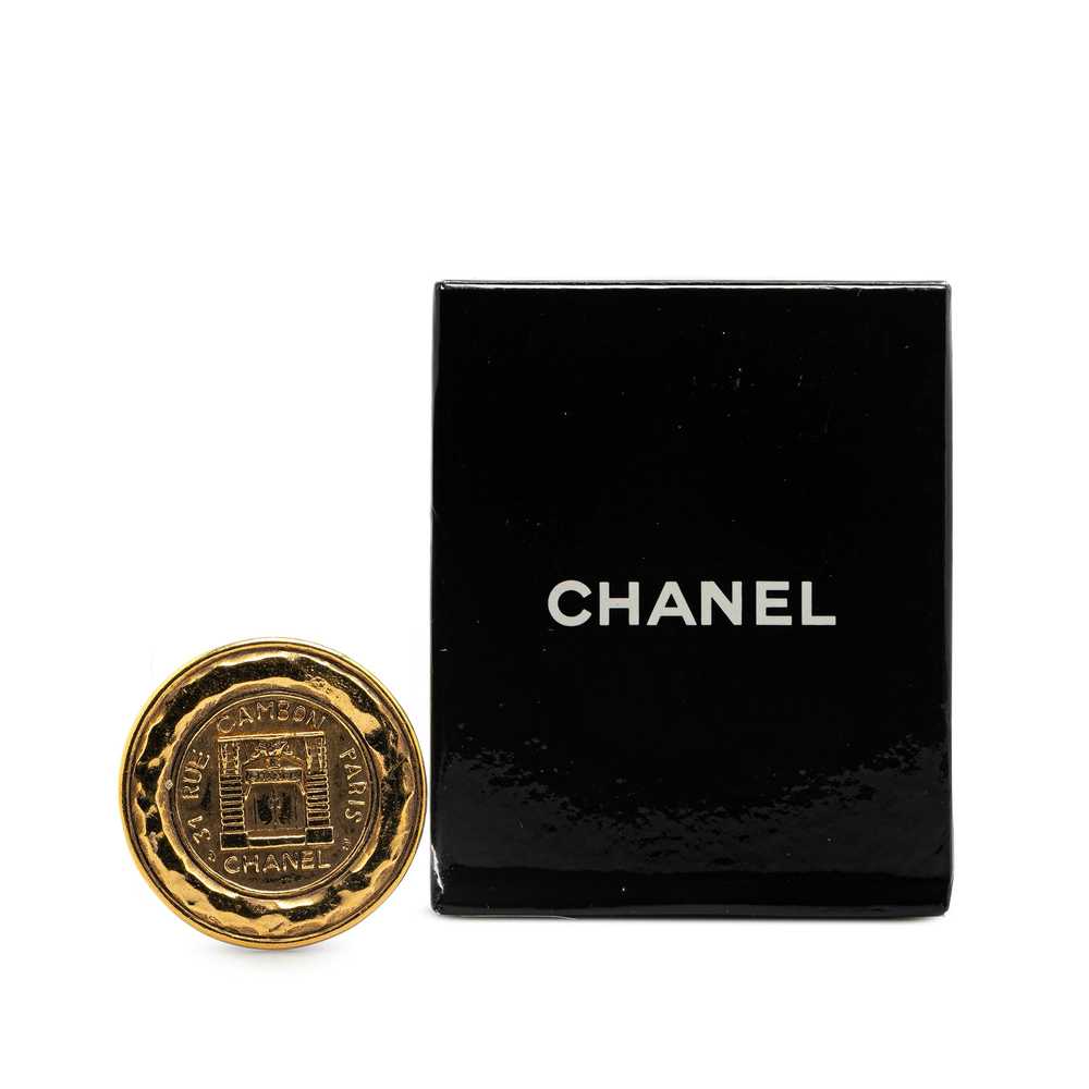 Gold Chanel Vintage '31 Rue Cambon' Hammered Broo… - image 5