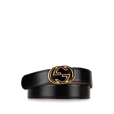 Black Gucci Interlocking GG Leather Belt