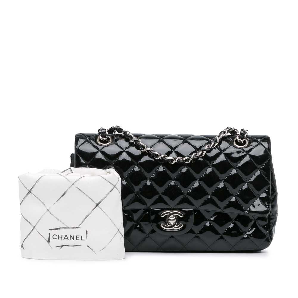 Black Chanel Medium Classic Patent Double Flap Sh… - image 9