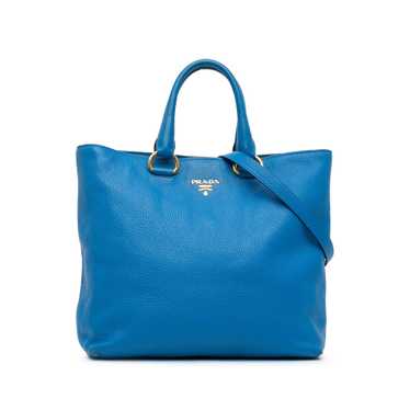 Blue Prada Vitello Daino Satchel