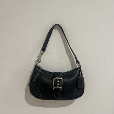 Black Leather Coach Hampton Mini