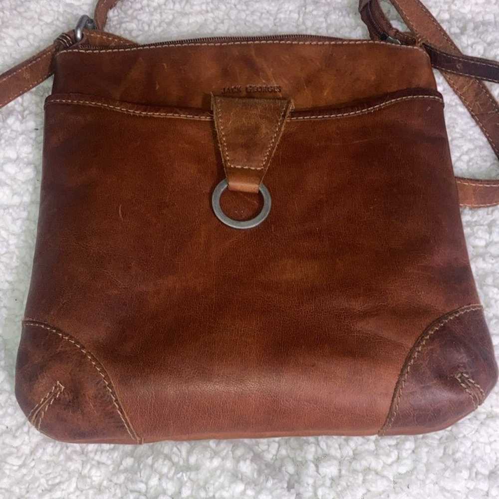 Brown Leather Jack Georges Crossbody Purse Bag - image 2