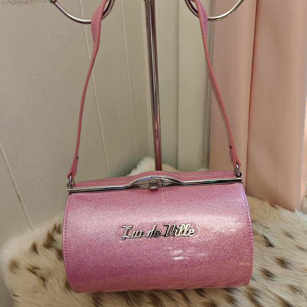 NWOT Lux de Ville Sparkle Pink Barrel Bag - image 1