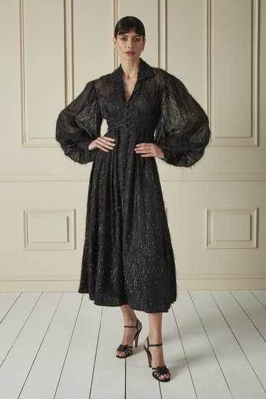 Black Silk Lurex Bow Maxi Dress Send in SMS Send … - image 1