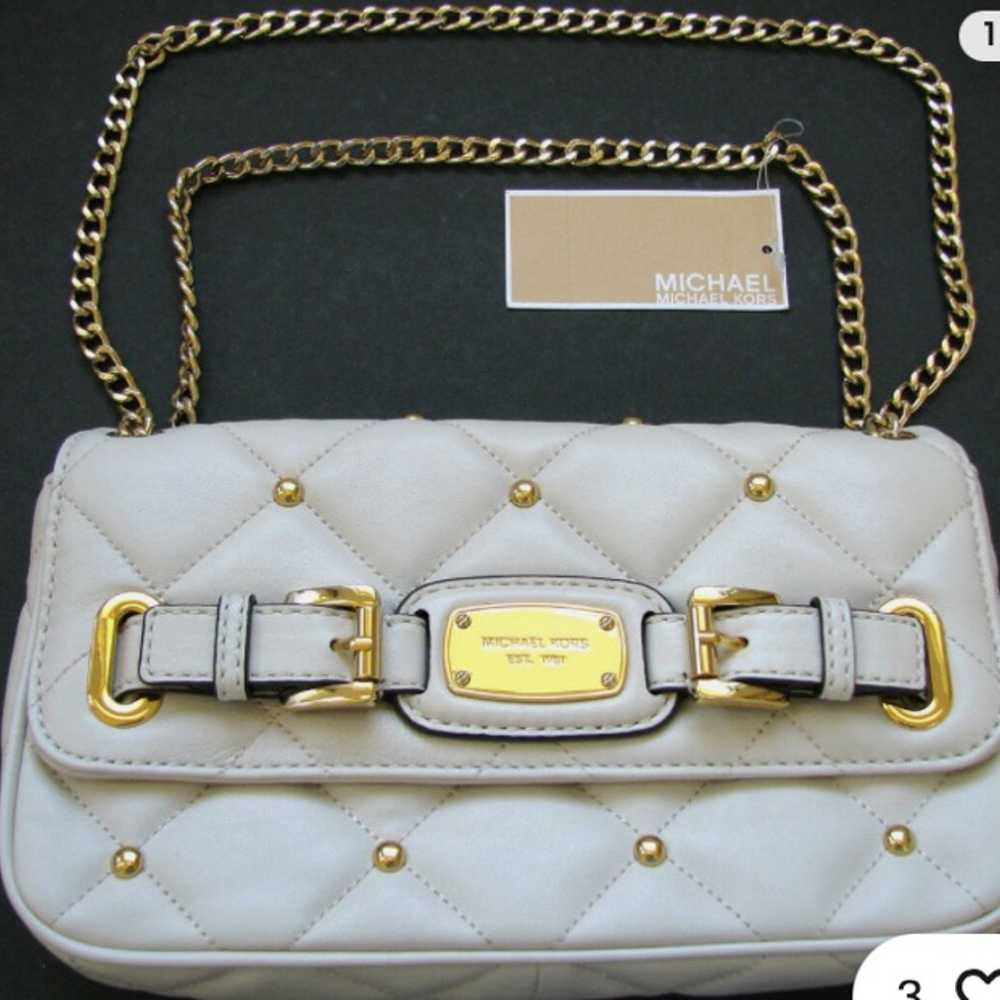 MICHAEL KORS HAMILTON QUILT VANILLA WHITE LEATHER… - image 1