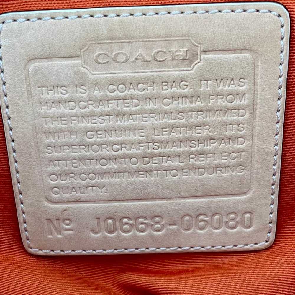 Coach tan cream jacquard fabric and leather backp… - image 10