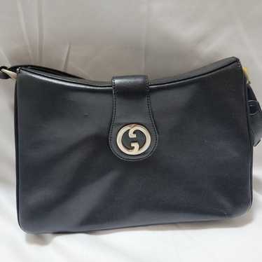 Gucci Black Leather Shoulder Bag with GG Logo