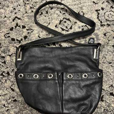 Vintage black leather shoulder bag - image 1