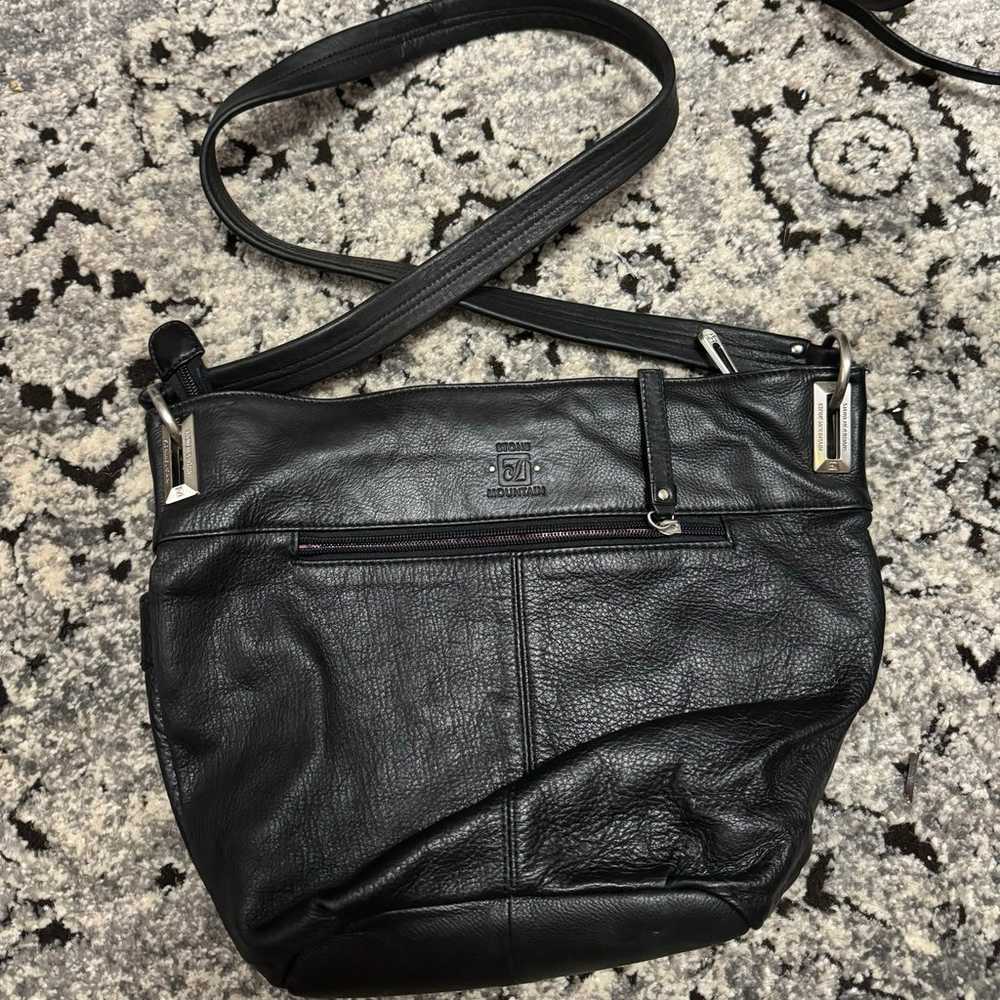 Vintage black leather shoulder bag - image 2