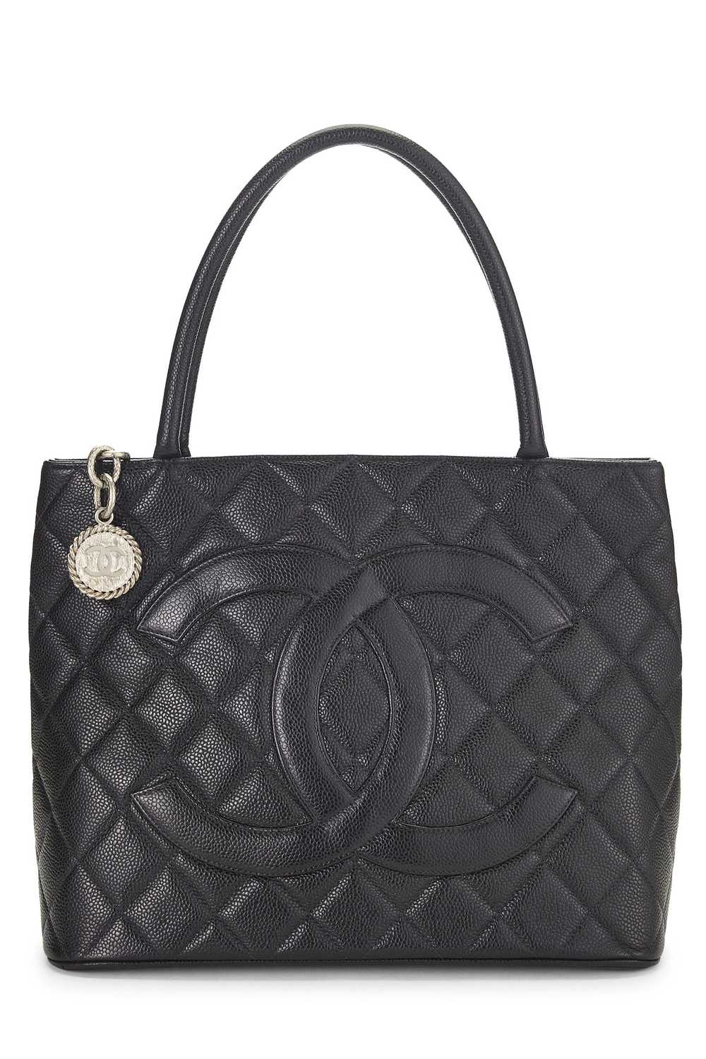 Black Quilted Caviar Medallion Tote Send in SMS S… - image 1