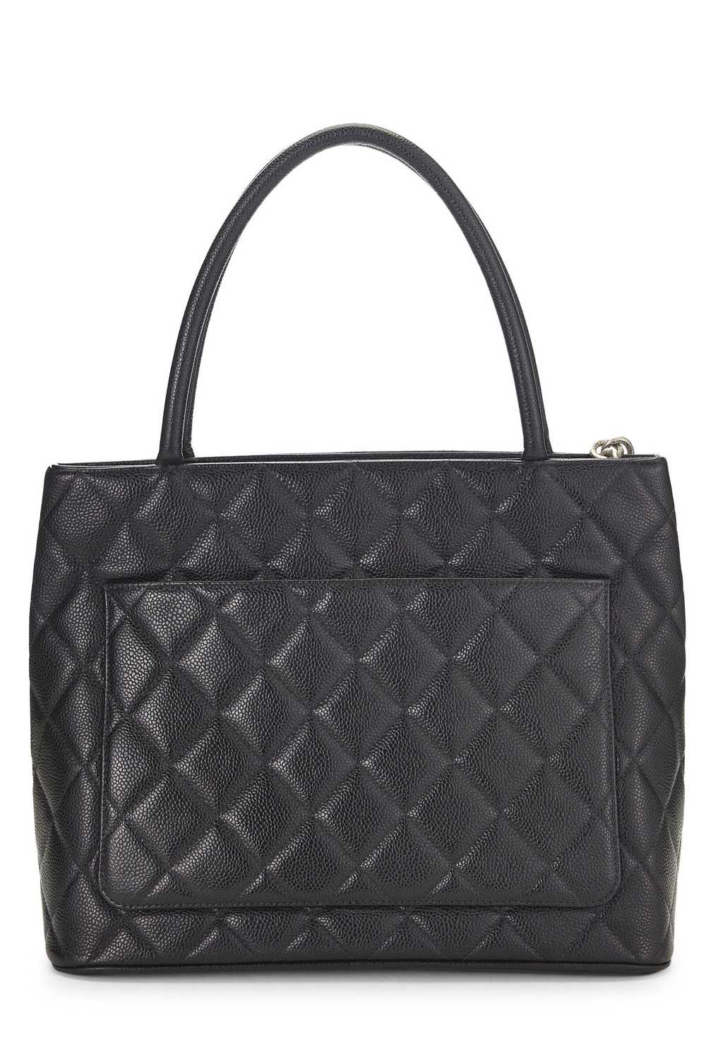 Black Quilted Caviar Medallion Tote Send in SMS S… - image 4