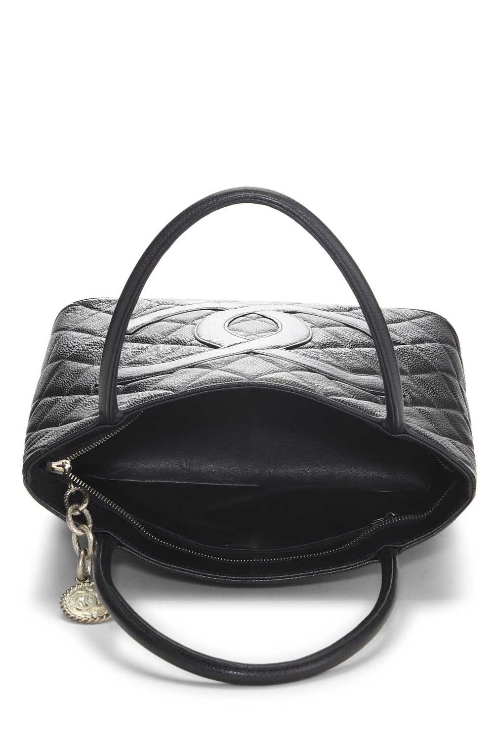 Black Quilted Caviar Medallion Tote Send in SMS S… - image 6