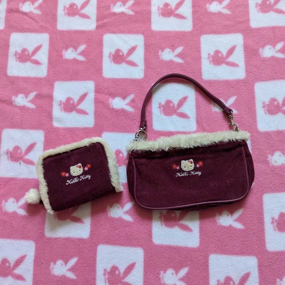 hello kitty purse / bag and wallet corduroy 
maro… - image 1