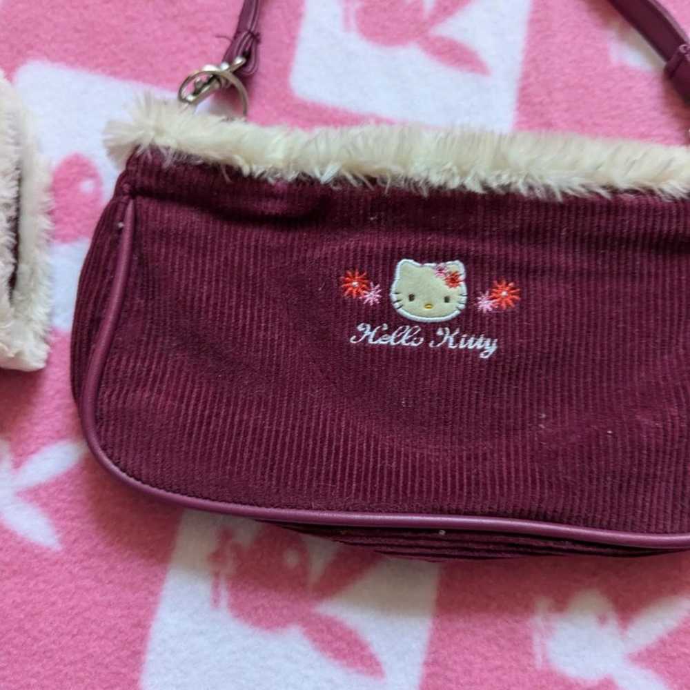 hello kitty purse / bag and wallet corduroy 
maro… - image 2