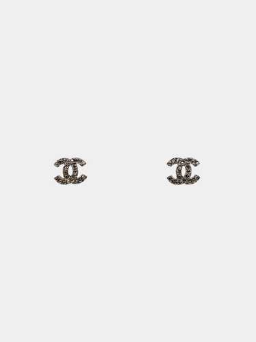 Chanel 2010s Silver Dotted CC Logo Earrings