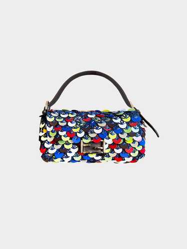 Fendi 2010s Woven Raffia Multicolor Paillettes Emb