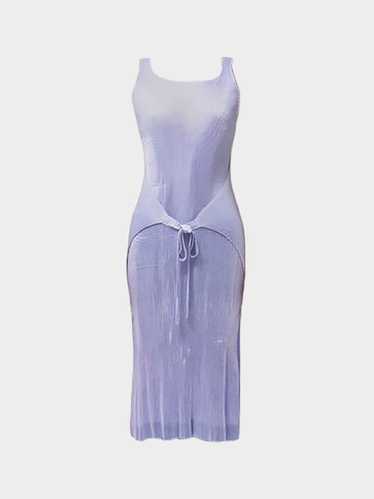 Issey Miyake 1990s Rare Lavender Pleated Satin Sil