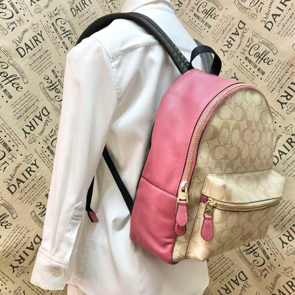 Coach Signature Backpack Bag Pink F32200 S2967 - image 2