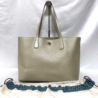 TORY BURCH Tote Bag Leather Pebble Grain Gold