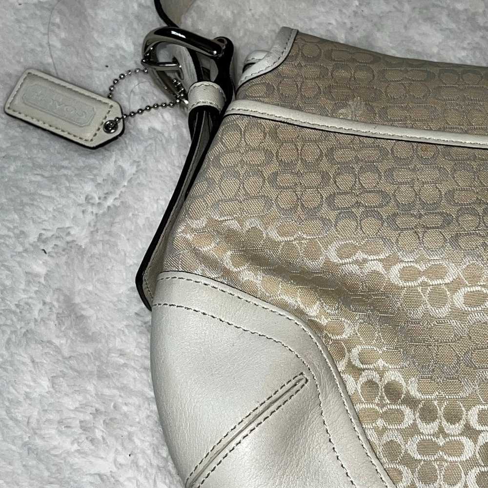 Vintage Coach Cream Y2K White Logo Monogram Saddl… - image 10