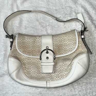 Vintage Coach Cream Y2K White Logo Monogram Saddl… - image 1