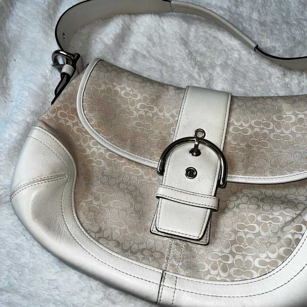 Vintage Coach Cream Y2K White Logo Monogram Saddl… - image 2