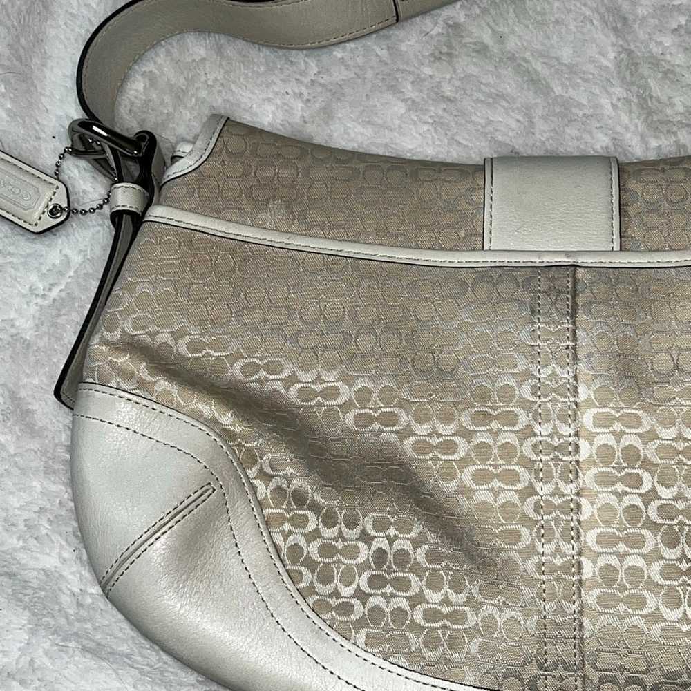 Vintage Coach Cream Y2K White Logo Monogram Saddl… - image 8