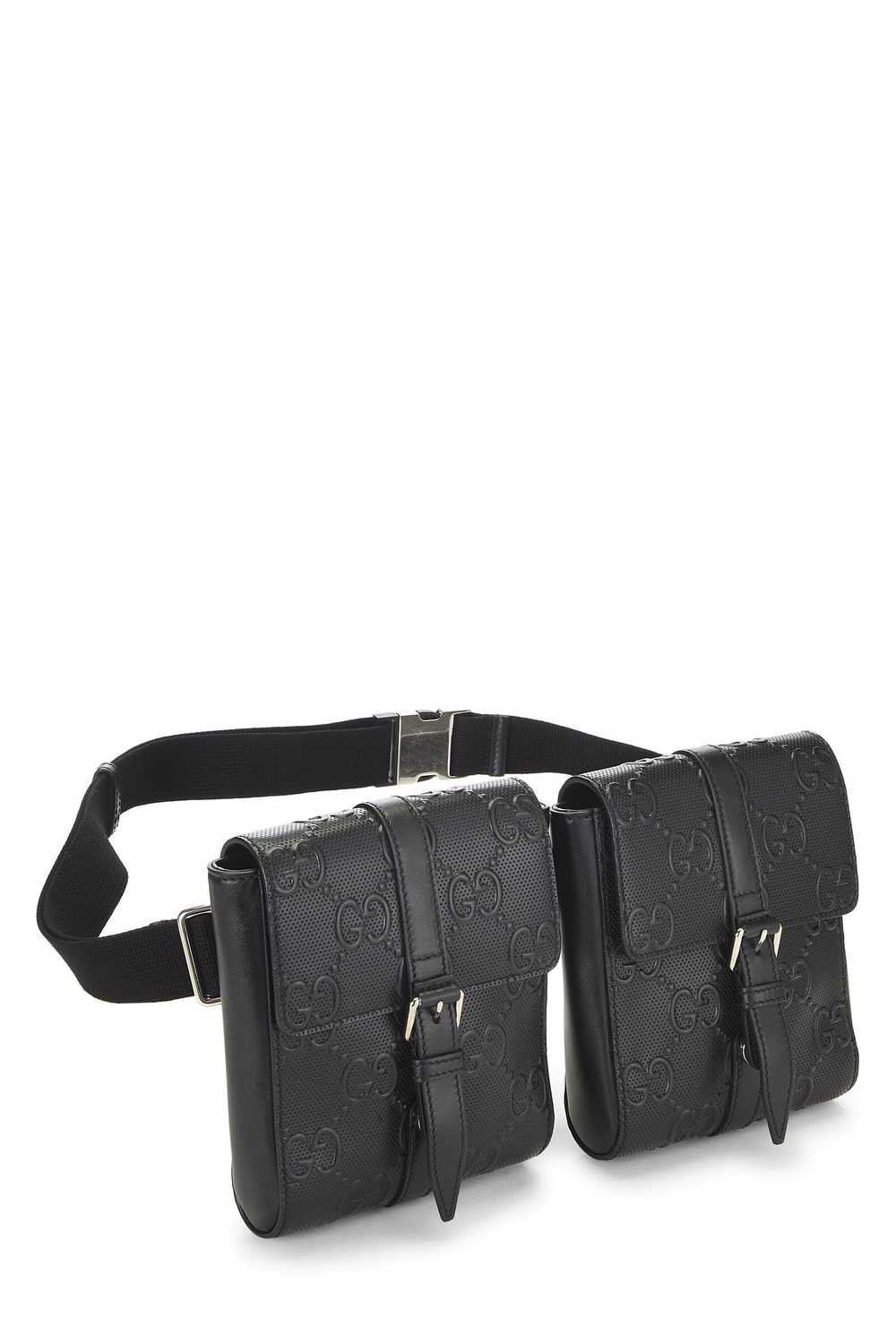 Black Embossed GG Double Pouch Belt Bag Send in S… - image 2